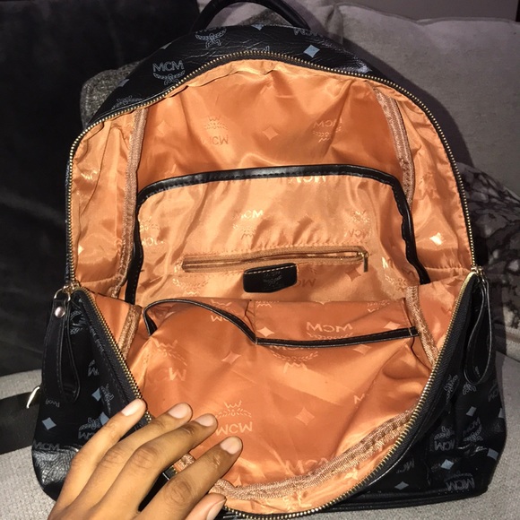 Black Leather MCM BookBag - Picture 2 of 4